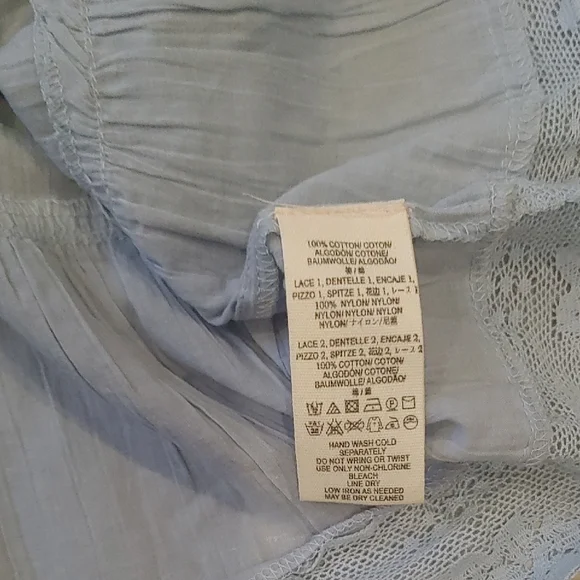 Free People Light Blue Lace Trim Blouse - Picture 8 of 8